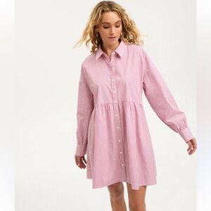 J.Crew Collared Pink Striped Shirt Dress